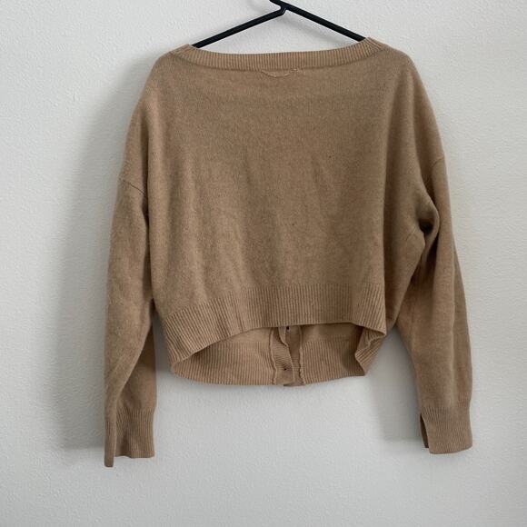 Mejuri Frame Cardigan Sweater Women M Cashmere Preppy Beige Button Preppy Casual - Picture 10 of 13